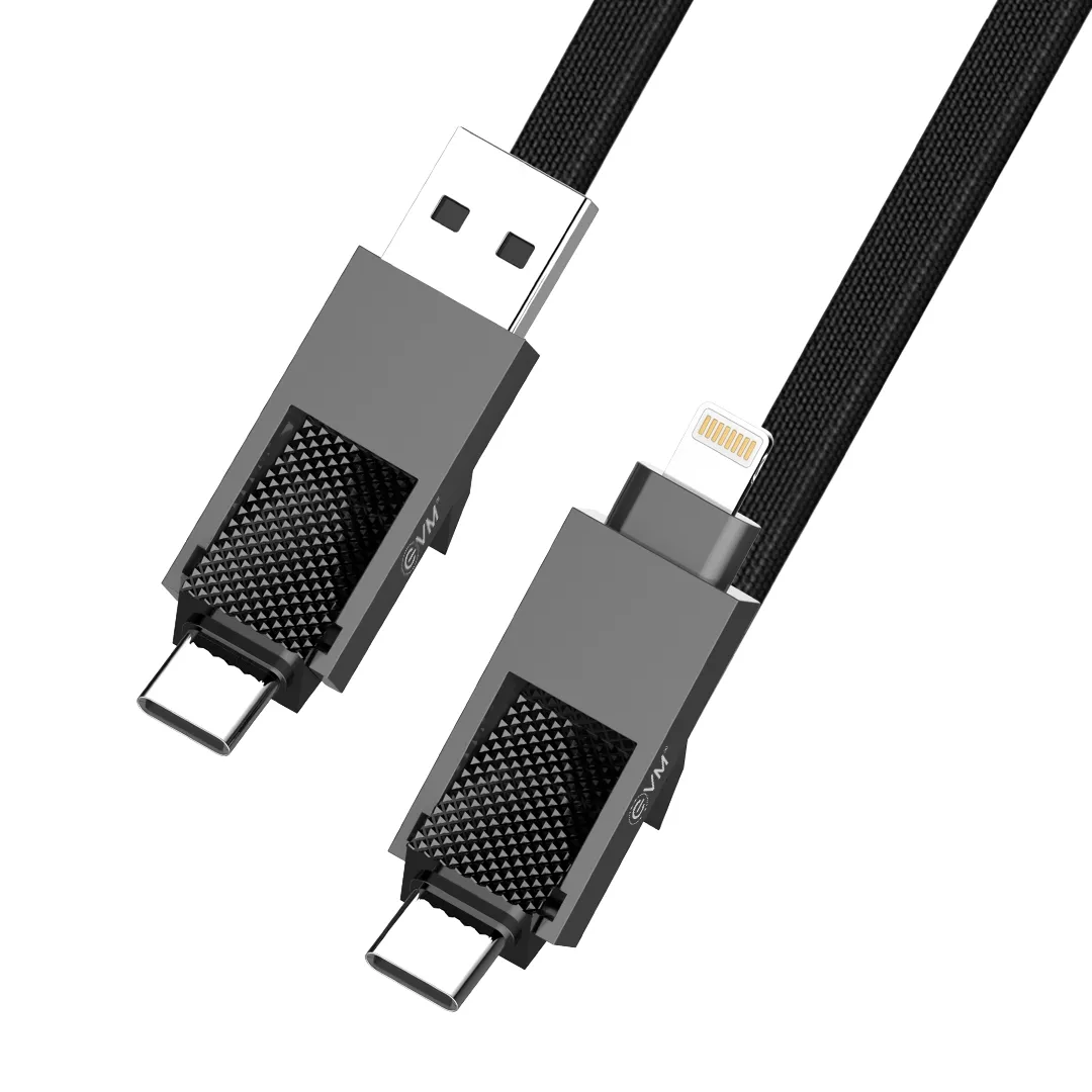 EVM Enquad 4-in-1 Charge & Sync Cable 60W 1M (USB | Iphone | Type-C) EVM-M-4-BU view 2